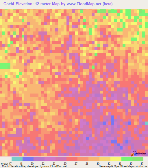 Gochi,Iran Elevation Map