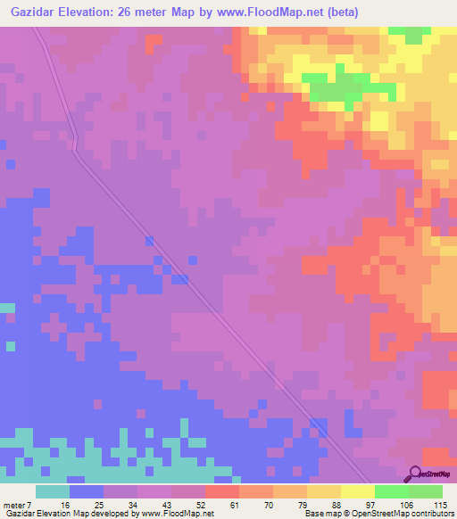 Gazidar,Iran Elevation Map