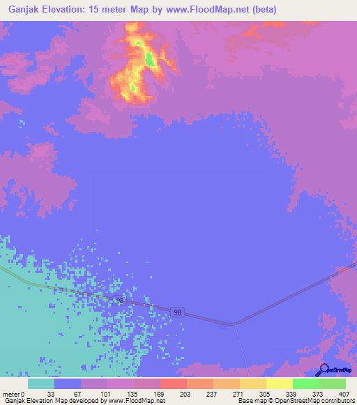 Ganjak,Iran Elevation Map