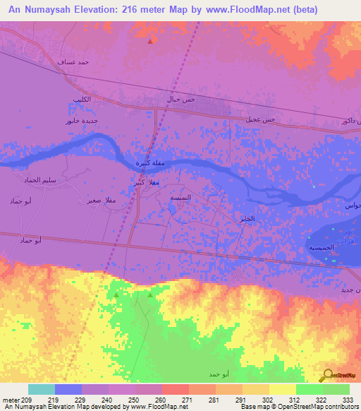An Numaysah,Syria Elevation Map