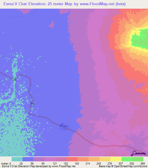 Esma`il Chat,Iran Elevation Map