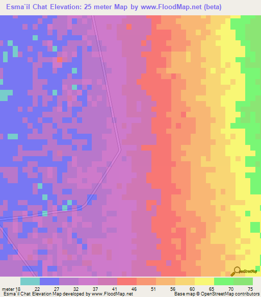 Esma`il Chat,Iran Elevation Map