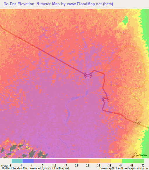 Do Dar,Iran Elevation Map