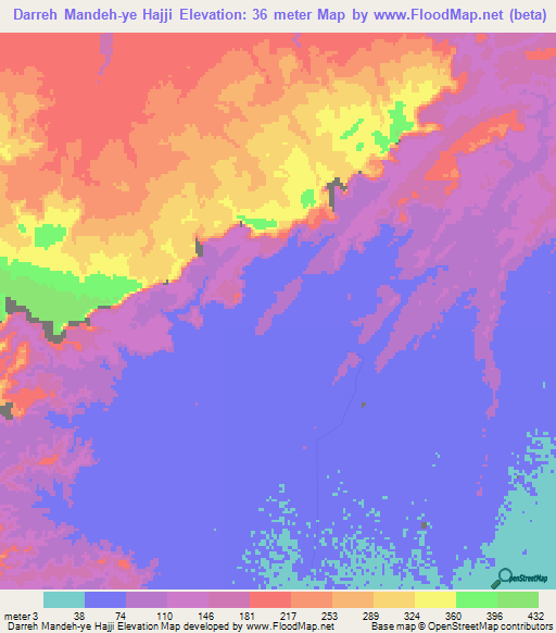 Darreh Mandeh-ye Hajji,Iran Elevation Map