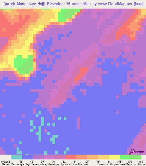 Darreh Mandeh-ye Hajji,Iran Elevation Map