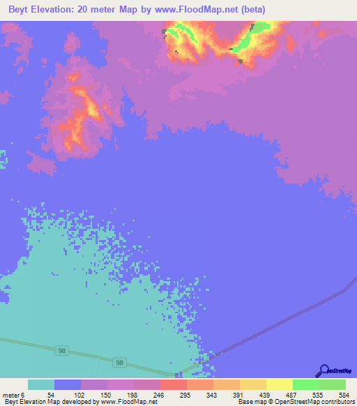 Beyt,Iran Elevation Map