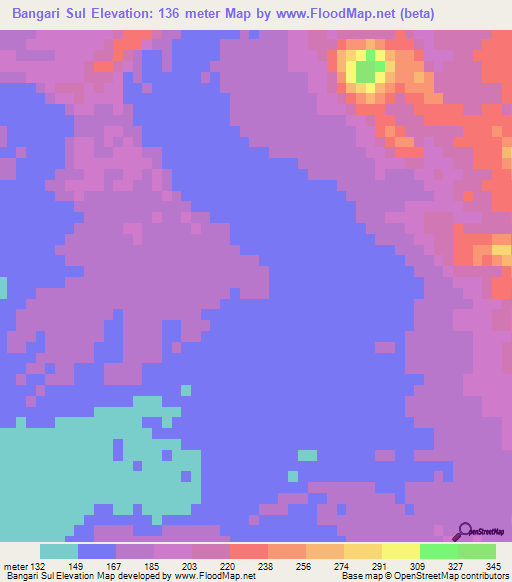 Bangari Sul,Iran Elevation Map