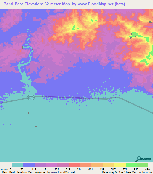 Band Bast,Iran Elevation Map