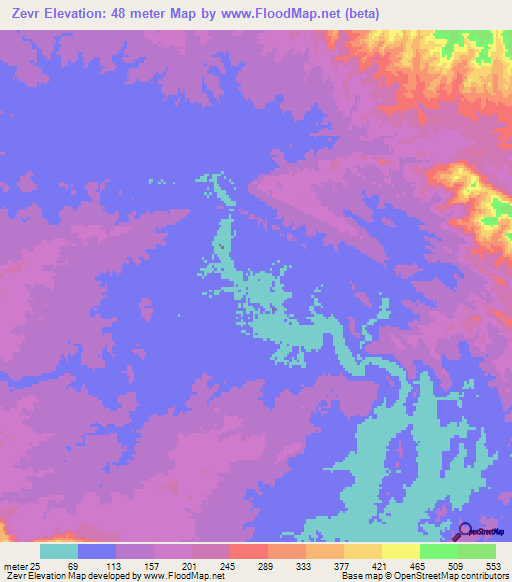 Zevr,Iran Elevation Map