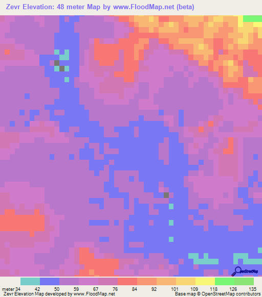 Zevr,Iran Elevation Map
