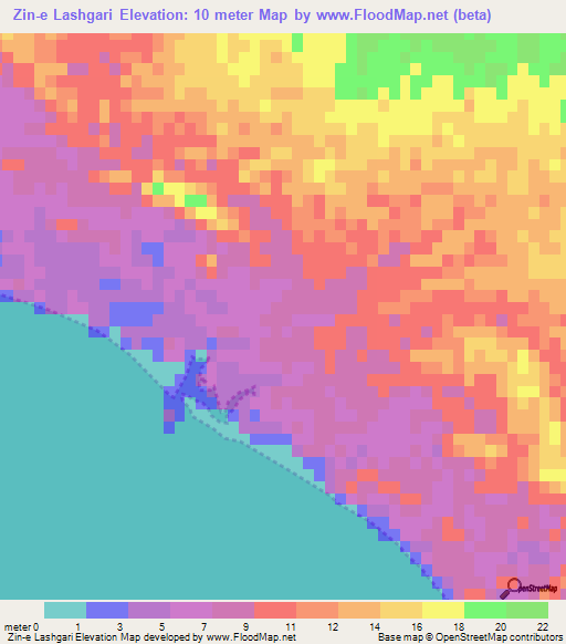 Zin-e Lashgari,Iran Elevation Map