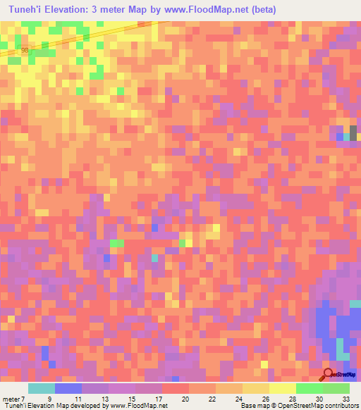 Tuneh'i,Iran Elevation Map