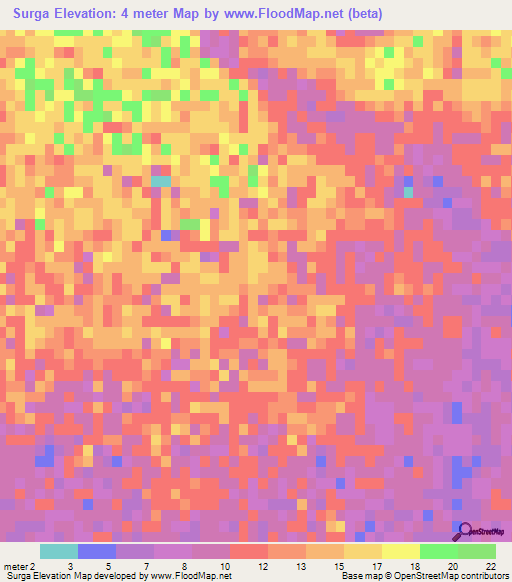 Surga,Iran Elevation Map