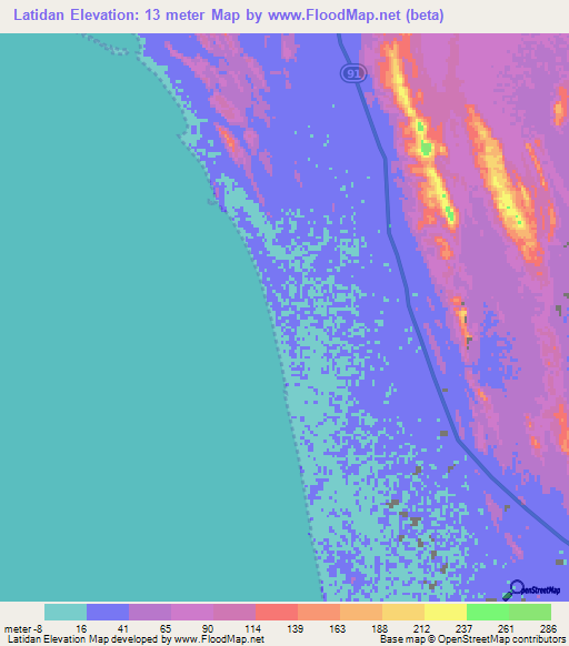Latidan,Iran Elevation Map