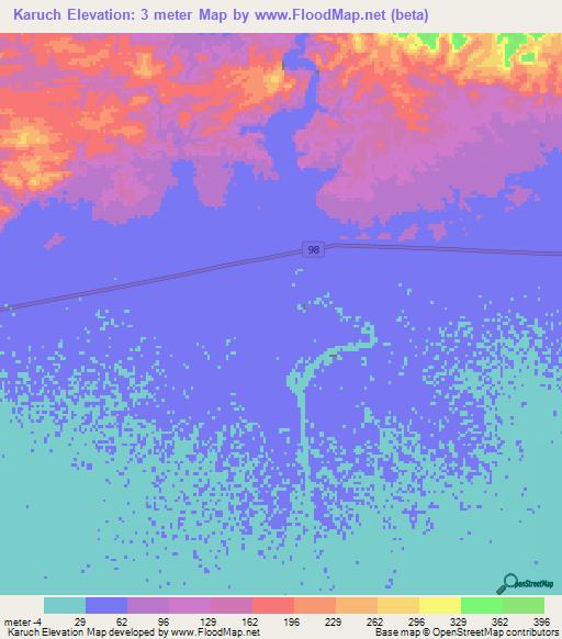 Karuch,Iran Elevation Map