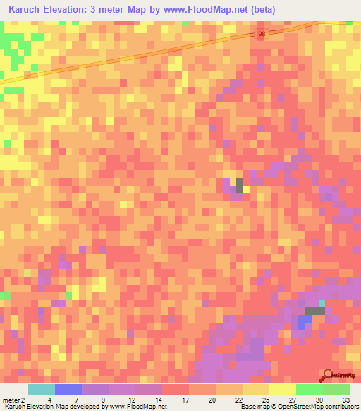 Karuch,Iran Elevation Map