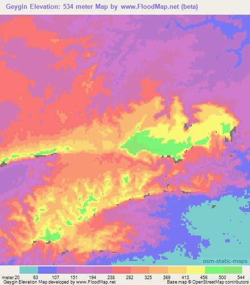 Geygin,Iran Elevation Map