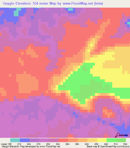 Geygin,Iran Elevation Map