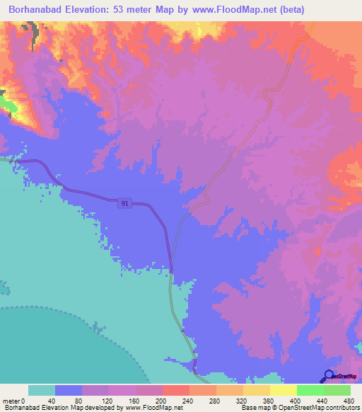 Borhanabad,Iran Elevation Map