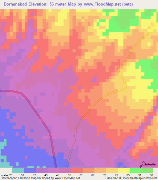 Borhanabad,Iran Elevation Map