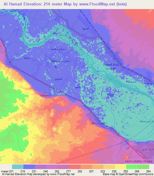 Al Hamad,Syria Elevation Map