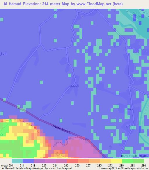 Al Hamad,Syria Elevation Map