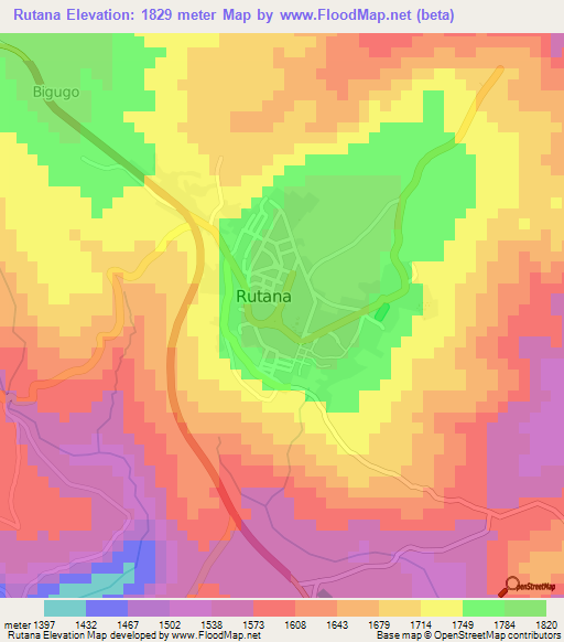 Rutana,Burundi Elevation Map