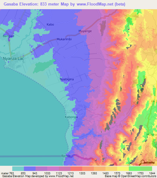 Gasaba,Burundi Elevation Map