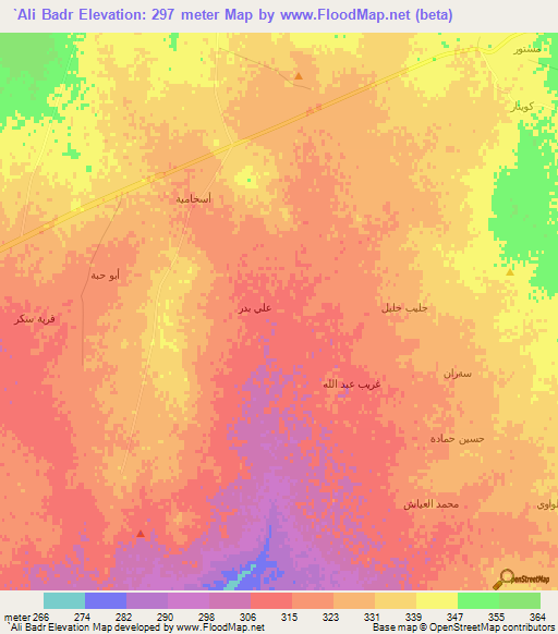 `Ali Badr,Syria Elevation Map
