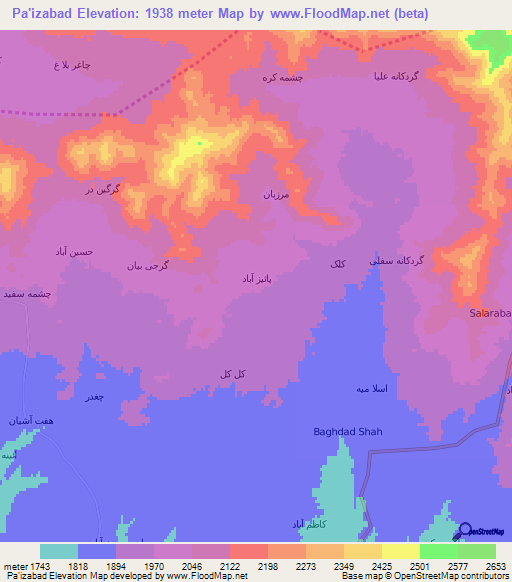 Pa'izabad,Iran Elevation Map