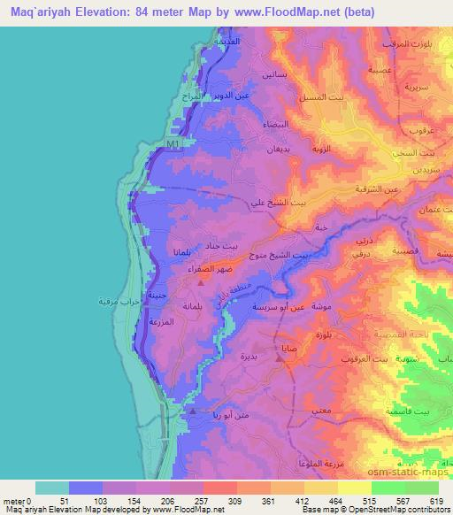 Maq`ariyah,Syria Elevation Map
