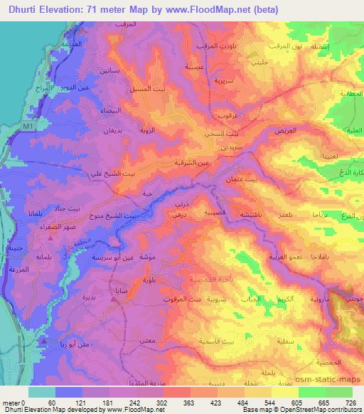 Dhurti,Syria Elevation Map