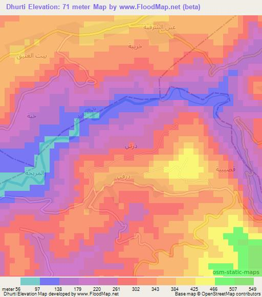 Dhurti,Syria Elevation Map