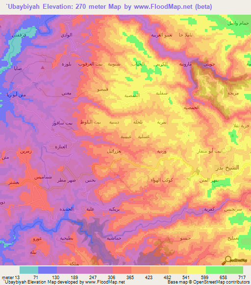 `Ubaybiyah,Syria Elevation Map