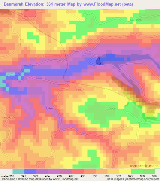 Banmarah,Syria Elevation Map