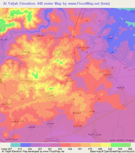 Al Yaljah,Syria Elevation Map