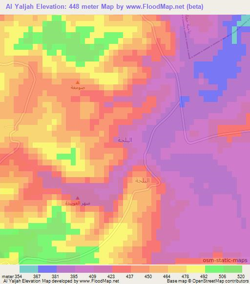 Al Yaljah,Syria Elevation Map