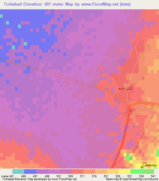 Torkabad,Iran Elevation Map