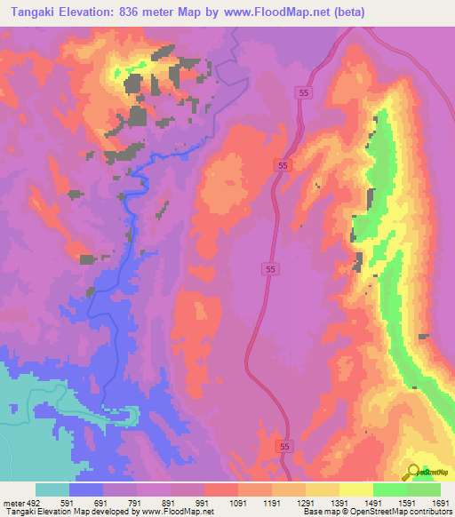 Tangaki,Iran Elevation Map