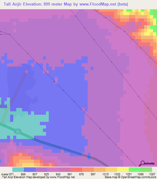 Tall Anjir,Iran Elevation Map