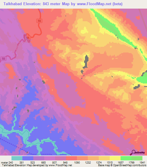 Talkhabad,Iran Elevation Map