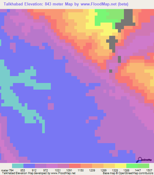 Talkhabad,Iran Elevation Map