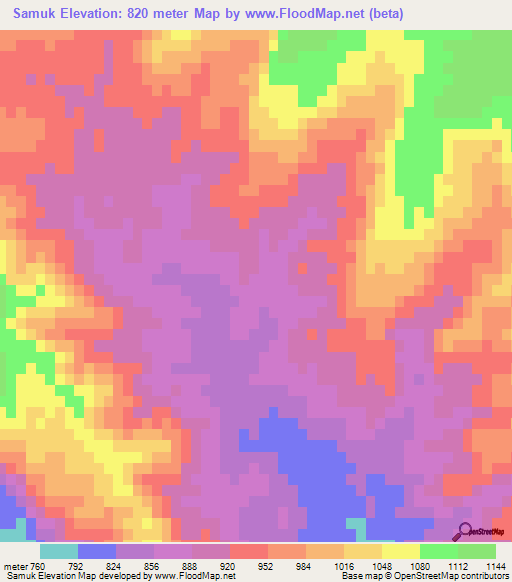 Samuk,Iran Elevation Map