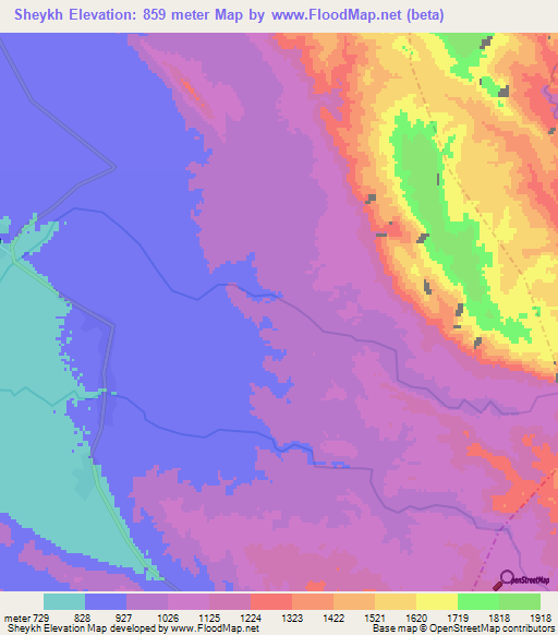 Sheykh,Iran Elevation Map