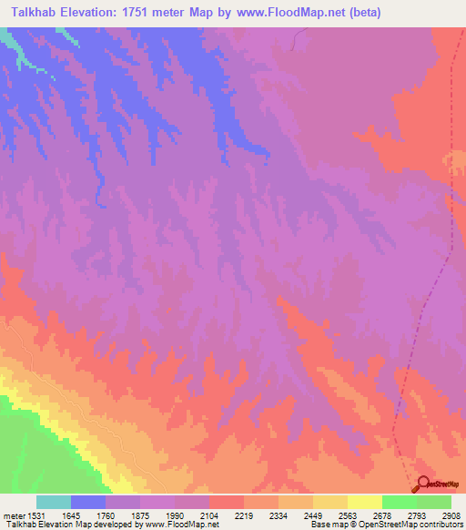 Talkhab,Iran Elevation Map