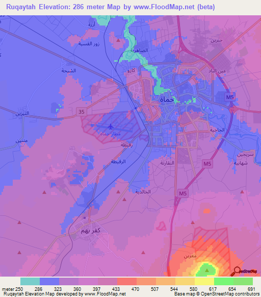 Ruqaytah,Syria Elevation Map