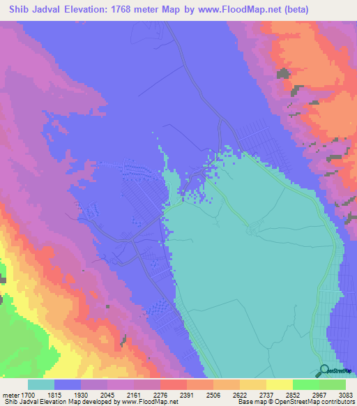Shib Jadval,Iran Elevation Map