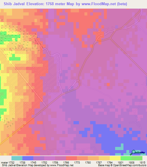 Shib Jadval,Iran Elevation Map