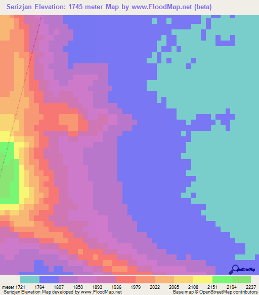 Serizjan,Iran Elevation Map