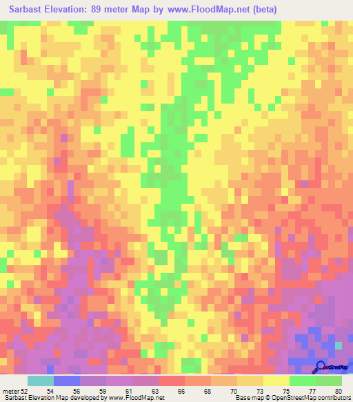 Sarbast,Iran Elevation Map